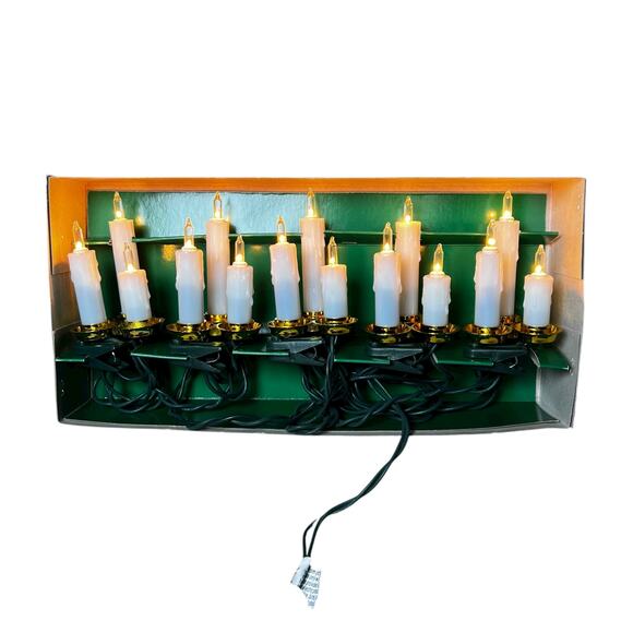 Vintage Kurt S. Adler Christmas clip-on candle string lights 15 light set NEW - Picture 4 of 5